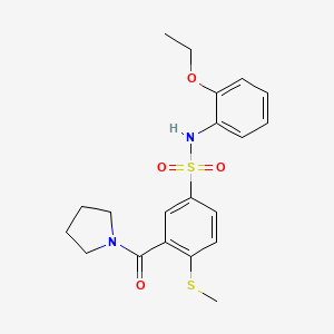 molecular formula C20H24N2O4S2 B4445543 N-(2-ethoxyphenyl)-4-(methylthio)-3-(1-pyrrolidinylcarbonyl)benzenesulfonamide 