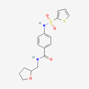 molecular formula C16H18N2O4S2 B4445566 N-(tetrahydro-2-furanylmethyl)-4-[(2-thienylsulfonyl)amino]benzamide 