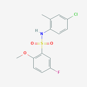 molecular formula C14H13ClFNO3S B4445688 N-(4-CHLORO-2-METHYLPHENYL)-5-FLUORO-2-METHOXYBENZENE-1-SULFONAMIDE 