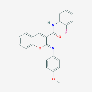 molecular formula C23H17FN2O3 B444599 N~3~-(2-FLUOROPHENYL)-2-[(4-METHOXYPHENYL)IMINO]-2H-CHROMENE-3-CARBOXAMIDE 
