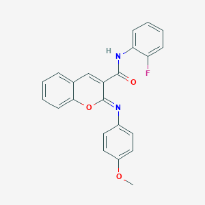 (2Z)-N-(2-fluorophenyl)-2-[(4-methoxyphenyl)imino]-2H-chromene-3-carboxamide