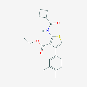 molecular formula C20H23NO3S B444616 Ethyl 2-[(cyclobutylcarbonyl)amino]-4-(3,4-dimethylphenyl)-3-thiophenecarboxylate 
