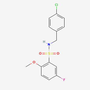 molecular formula C14H13ClFNO3S B4446222 N-[(4-CHLOROPHENYL)METHYL]-5-FLUORO-2-METHOXYBENZENE-1-SULFONAMIDE 