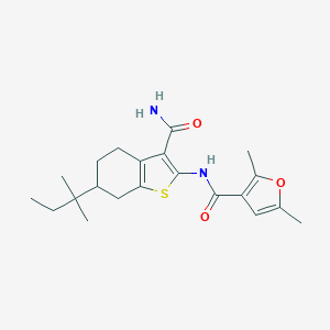 molecular formula C21H28N2O3S B444629 N-[3-carbamoyl-6-(2-methylbutan-2-yl)-4,5,6,7-tetrahydro-1-benzothiophen-2-yl]-2,5-dimethylfuran-3-carboxamide 