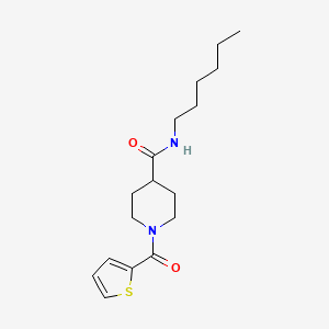 molecular formula C17H26N2O2S B4446492 N-hexyl-1-(thiophene-2-carbonyl)piperidine-4-carboxamide 
