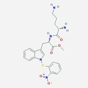 molecular formula C23H27N5O5S B044465 methyl (2S)-2-[[(2S)-2,5-diaminopentanoyl]amino]-3-[1-(2-nitrophenyl)sulfanylindol-3-yl]propanoate CAS No. 121864-76-4