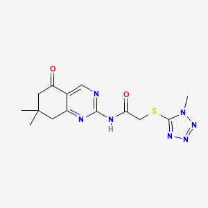 molecular formula C14H17N7O2S B4446508 N-(7,7-dimethyl-5-oxo-5,6,7,8-tetrahydroquinazolin-2-yl)-2-[(1-methyl-1H-tetrazol-5-yl)sulfanyl]acetamide 