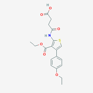 molecular formula C19H21NO6S B444653 3-{[3-(ETHOXYCARBONYL)-4-(4-ETHOXYPHENYL)THIOPHEN-2-YL]CARBAMOYL}PROPANOIC ACID 