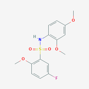 molecular formula C15H16FNO5S B4446551 N-(2,4-DIMETHOXYPHENYL)-5-FLUORO-2-METHOXYBENZENE-1-SULFONAMIDE 