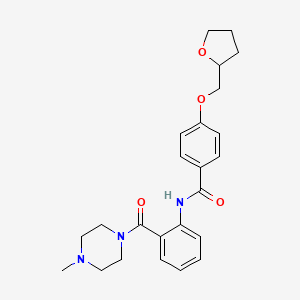 molecular formula C24H29N3O4 B4446731 N-{2-[(4-methylpiperazin-1-yl)carbonyl]phenyl}-4-(tetrahydrofuran-2-ylmethoxy)benzamide 