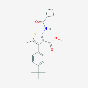 molecular formula C22H27NO3S B444676 Methyl 4-(4-tert-butylphenyl)-2-[(cyclobutylcarbonyl)amino]-5-methyl-3-thiophenecarboxylate 