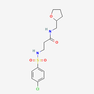 molecular formula C14H19ClN2O4S B4446991 N~3~-[(4-chlorophenyl)sulfonyl]-N-(tetrahydrofuran-2-ylmethyl)-beta-alaninamide 