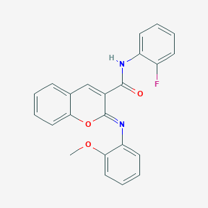 molecular formula C23H17FN2O3 B444704 N~3~-(2-FLUOROPHENYL)-2-[(2-METHOXYPHENYL)IMINO]-2H-CHROMENE-3-CARBOXAMIDE 