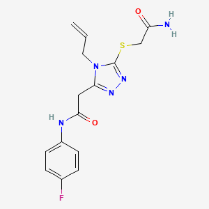 molecular formula C15H16FN5O2S B4447040 2-{5-[(2-amino-2-oxoethyl)sulfanyl]-4-(prop-2-en-1-yl)-4H-1,2,4-triazol-3-yl}-N-(4-fluorophenyl)acetamide 
