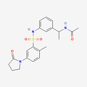 molecular formula C21H25N3O4S B4447159 N-{1-[3-({[2-methyl-5-(2-oxopyrrolidin-1-yl)phenyl]sulfonyl}amino)phenyl]ethyl}acetamide 