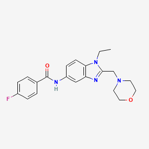 molecular formula C21H23FN4O2 B4447263 N-{1-Ethyl-2-[(morpholin-4-YL)methyl]-1H-1,3-benzodiazol-5-YL}-4-fluorobenzamide 