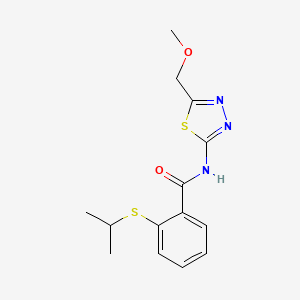 B4447305 2-(isopropylthio)-N-[5-(methoxymethyl)-1,3,4-thiadiazol-2-yl]benzamide CAS No. 945367-26-0