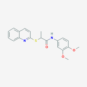 molecular formula C20H20N2O3S B4447331 N-(3,4-dimethoxyphenyl)-2-quinolin-2-ylsulfanylpropanamide 