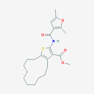 molecular formula C23H31NO4S B444736 methyl 2-[(2,5-dimethyl-3-furoyl)amino]-4,5,6,7,8,9,10,11,12,13-decahydrocyclododeca[b]thiophene-3-carboxylate 