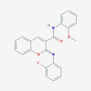 molecular formula C23H17FN2O3 B444742 (2Z)-2-[(2-fluorophenyl)imino]-N-(2-methoxyphenyl)-2H-chromene-3-carboxamide 
