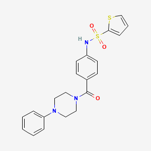 molecular formula C21H21N3O3S2 B4448086 N-{4-[(4-phenyl-1-piperazinyl)carbonyl]phenyl}-2-thiophenesulfonamide 