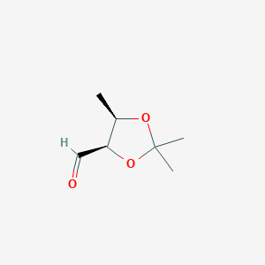 molecular formula C7H12O3 B044484 (4R,5R)-2,2,5-Trimethyl-1,3-dioxolane-4-carbaldehyde CAS No. 112709-69-0