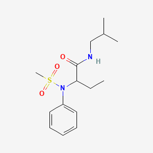 molecular formula C15H24N2O3S B4448488 N-isobutyl-2-[(methylsulfonyl)(phenyl)amino]butanamide 