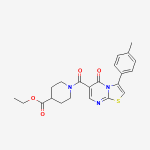 molecular formula C22H23N3O4S B4448542 ethyl 1-{[3-(4-methylphenyl)-5-oxo-5H-[1,3]thiazolo[3,2-a]pyrimidin-6-yl]carbonyl}-4-piperidinecarboxylate 