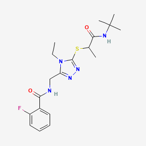 molecular formula C19H26FN5O2S B4448591 N-[(5-{[1-(tert-butylamino)-1-oxopropan-2-yl]sulfanyl}-4-ethyl-4H-1,2,4-triazol-3-yl)methyl]-2-fluorobenzamide 