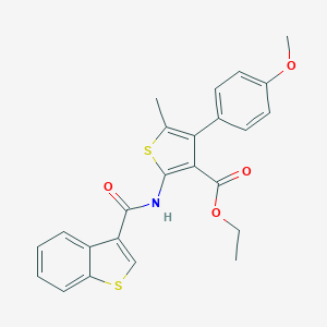 molecular formula C24H21NO4S2 B444875 ethyl 2-[(1-benzothien-3-ylcarbonyl)amino]-4-(4-methoxyphenyl)-5-methyl-3-thiophenecarboxylate 