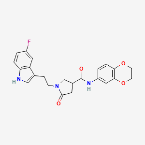 molecular formula C23H22FN3O4 B4448889 N-(2,3-dihydro-1,4-benzodioxin-6-yl)-1-[2-(5-fluoro-1H-indol-3-yl)ethyl]-5-oxopyrrolidine-3-carboxamide 