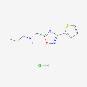 molecular formula C10H14ClN3OS B4449144 N-[(3-thiophen-2-yl-1,2,4-oxadiazol-5-yl)methyl]propan-1-amine;hydrochloride 