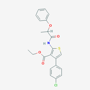molecular formula C22H20ClNO4S B444919 ETHYL 4-(4-CHLOROPHENYL)-2-(2-PHENOXYPROPANAMIDO)THIOPHENE-3-CARBOXYLATE 