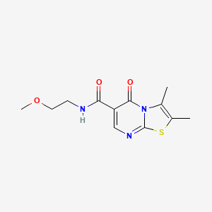 molecular formula C12H15N3O3S B4449194 N-(2-methoxyethyl)-2,3-dimethyl-5-oxo-5H-[1,3]thiazolo[3,2-a]pyrimidine-6-carboxamide 