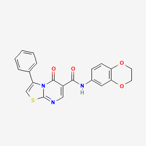 molecular formula C21H15N3O4S B4449232 N-(2,3-dihydro-1,4-benzodioxin-6-yl)-5-oxo-3-phenyl-5H-[1,3]thiazolo[3,2-a]pyrimidine-6-carboxamide 