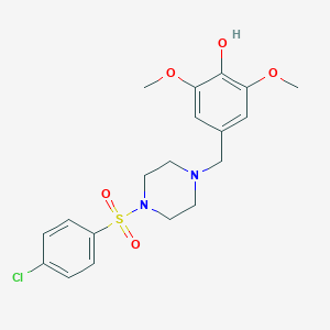 molecular formula C19H23ClN2O5S B444941 4-({4-[(4-chlorophenyl)sulfonyl]-1-piperazinyl}methyl)-2,6-dimethoxyphenol 