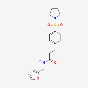molecular formula C18H22N2O4S B4449456 N-[(FURAN-2-YL)METHYL]-3-[4-(PYRROLIDINE-1-SULFONYL)PHENYL]PROPANAMIDE 