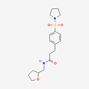 molecular formula C18H26N2O4S B4449502 N-[(OXOLAN-2-YL)METHYL]-3-[4-(PYRROLIDINE-1-SULFONYL)PHENYL]PROPANAMIDE 