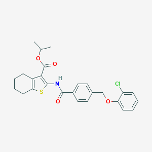 molecular formula C26H26ClNO4S B445010 Isopropyl 2-({4-[(2-chlorophenoxy)methyl]benzoyl}amino)-4,5,6,7-tetrahydro-1-benzothiophene-3-carboxylate 