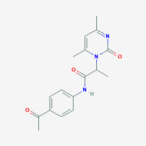 molecular formula C17H19N3O3 B4450407 N-(4-acetylphenyl)-2-(4,6-dimethyl-2-oxopyrimidin-1-yl)propanamide 