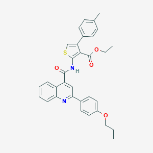 molecular formula C33H30N2O4S B445042 Ethyl 4-(4-methylphenyl)-2-({[2-(4-propoxyphenyl)quinolin-4-yl]carbonyl}amino)thiophene-3-carboxylate 