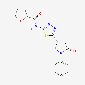 molecular formula C17H18N4O3S B4450471 N-[5-(5-oxo-1-phenylpyrrolidin-3-yl)-1,3,4-thiadiazol-2-yl]tetrahydrofuran-2-carboxamide 