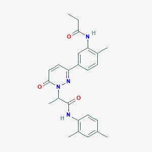 molecular formula C25H28N4O3 B4450518 N-(2,4-dimethylphenyl)-2-{3-[4-methyl-3-(propanoylamino)phenyl]-6-oxopyridazin-1(6H)-yl}propanamide 