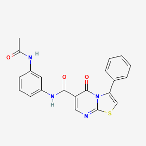 molecular formula C21H16N4O3S B4450615 N-[3-(acetylamino)phenyl]-5-oxo-3-phenyl-5H-[1,3]thiazolo[3,2-a]pyrimidine-6-carboxamide 