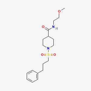 molecular formula C18H28N2O4S B4450874 N-(2-methoxyethyl)-1-[(3-phenylpropyl)sulfonyl]-4-piperidinecarboxamide 