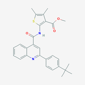 molecular formula C28H28N2O3S B445088 METHYL 2-[({2-[4-(TERT-BUTYL)PHENYL]-4-QUINOLYL}CARBONYL)AMINO]-4,5-DIMETHYL-3-THIOPHENECARBOXYLATE 