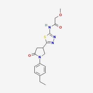 molecular formula C17H20N4O3S B4450933 N-{5-[1-(4-ethylphenyl)-5-oxopyrrolidin-3-yl]-1,3,4-thiadiazol-2-yl}-2-methoxyacetamide 