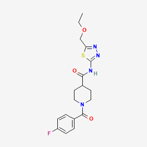 molecular formula C18H21FN4O3S B4450989 N-[5-(ethoxymethyl)-1,3,4-thiadiazol-2-yl]-1-(4-fluorobenzoyl)piperidine-4-carboxamide 