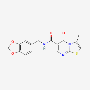 molecular formula C16H13N3O4S B4450994 N-(1,3-benzodioxol-5-ylmethyl)-3-methyl-5-oxo-[1,3]thiazolo[3,2-a]pyrimidine-6-carboxamide 