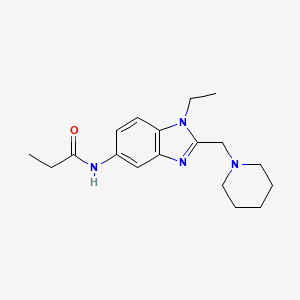 molecular formula C18H26N4O B4451016 N-{1-Ethyl-2-[(piperidin-1-YL)methyl]-1H-1,3-benzodiazol-5-YL}propanamide 